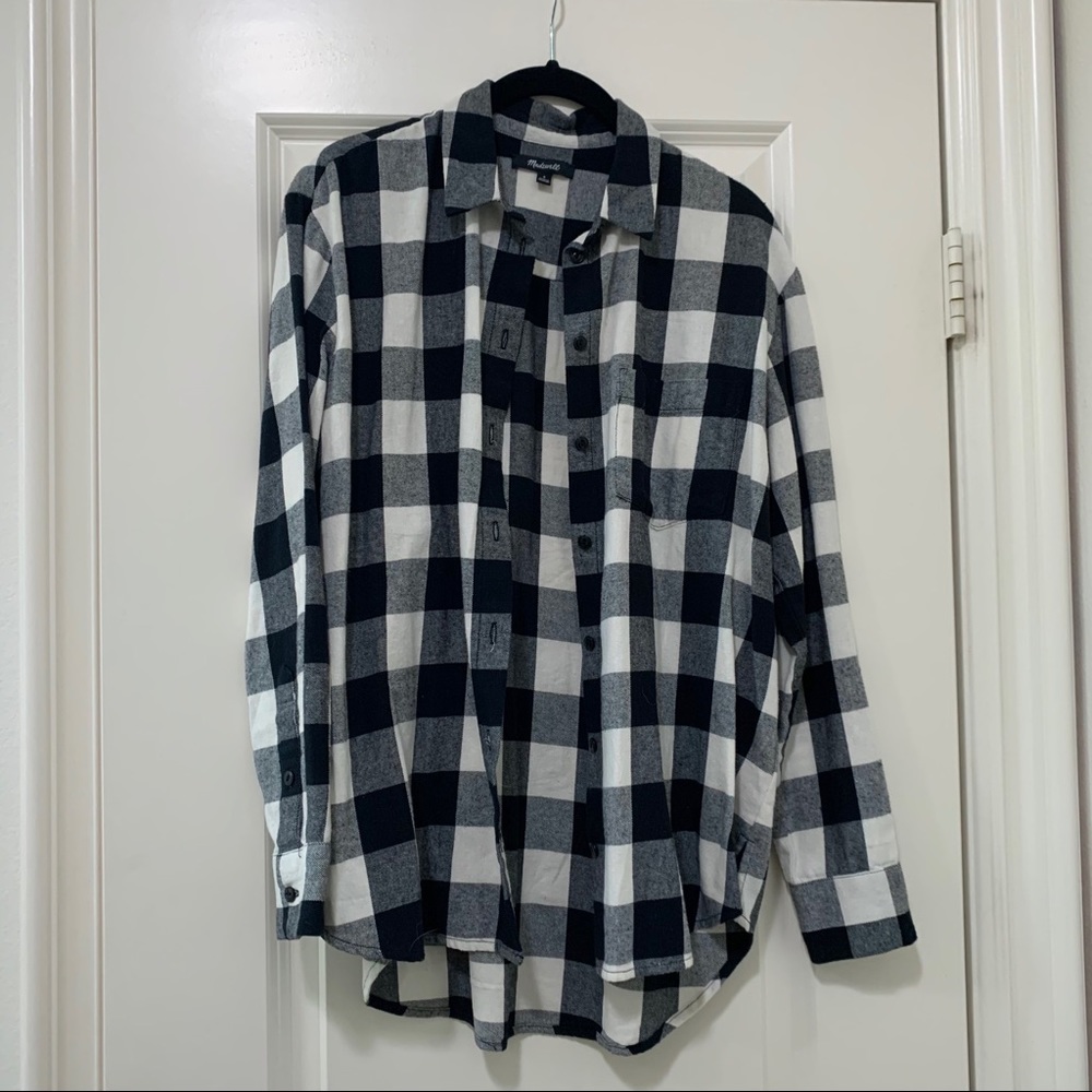 [Sold Madewell Black & White Plaid Shirt - Size S